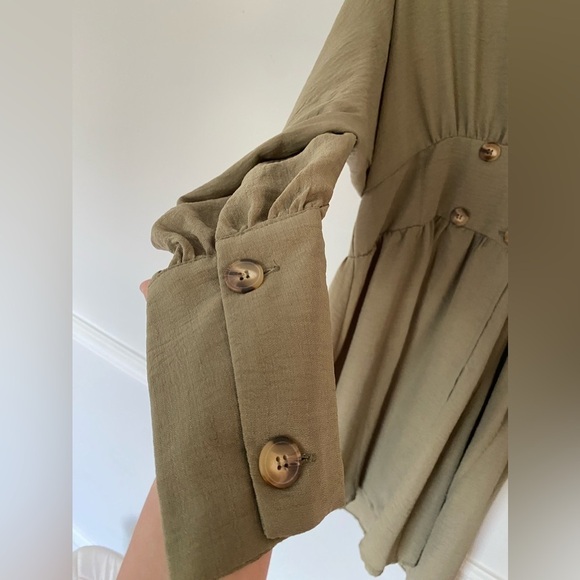 NWTs ASOS Mini Dress Sage Green Above Knee Resort Vaca Yacht Button Summer Boho - Picture 5 of 12